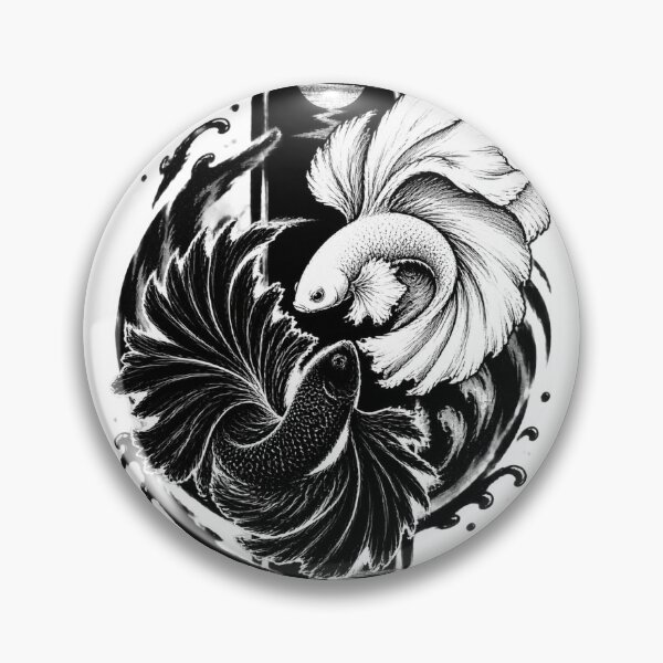Item preview, Black and White Betta Fish Strongest Sorcerer Anime Inspired Design Featuring Siamese Fighting Fish designed and sold by RedMarbleStudio.