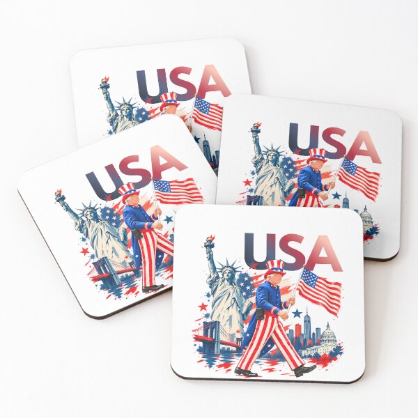 Item preview, USA Spirit  - American Flag & Iconic Landmarks Illustration designed and sold by IslandWild Co.