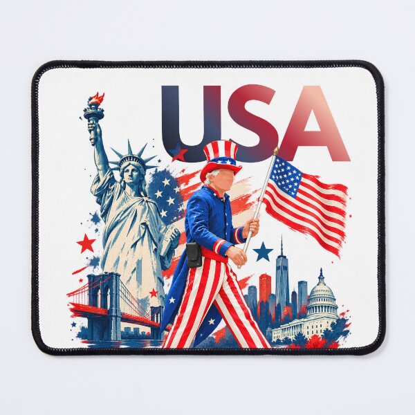 Item preview, USA Spirit - American Flag & Iconic Landmarks Illustration designed and sold by IslandWild Co.