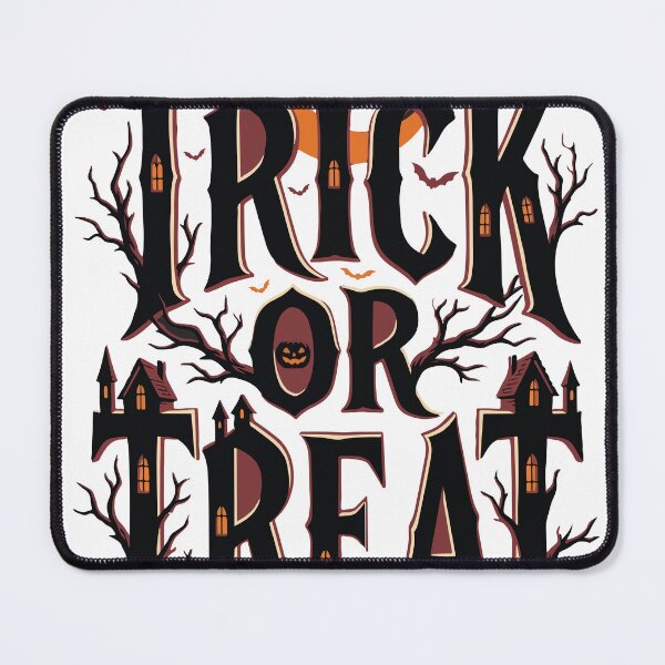 Item preview, Trick or Treat Haunted House Typography Grey Halloween Poster designed and sold by YasminTaha.