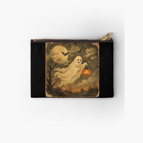 Item preview, Friendly Ghost and Pumpkin Lantern – Vintage Halloween Folk Art designed and sold by ChickenFund.