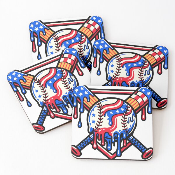 Item preview, USA Flag Baseball Drip Crossed Bats American 4th of July Sports Graphic designed and sold by CHariliha-ka.