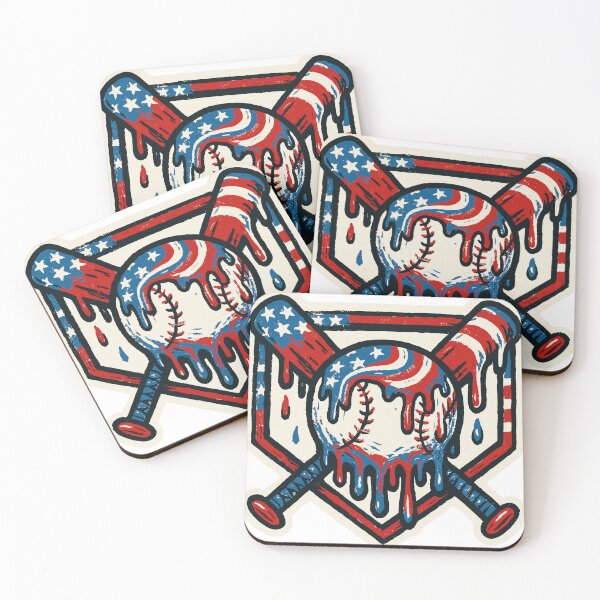Item preview, USA Flag Baseball Drip Crossed Bats American 4th of July Sports Graphic designed and sold by CHariliha-ka.