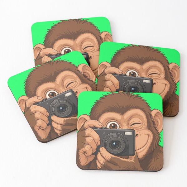 Item preview, Cute Cartoon Chimp with Camera Illustration designed and sold by Creative Owlet.