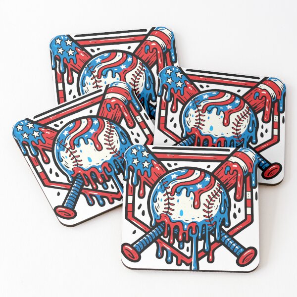 Item preview, USA Flag Baseball Drip Crossed Bats American 4th of July Sports Graphic designed and sold by CHariliha-ka.