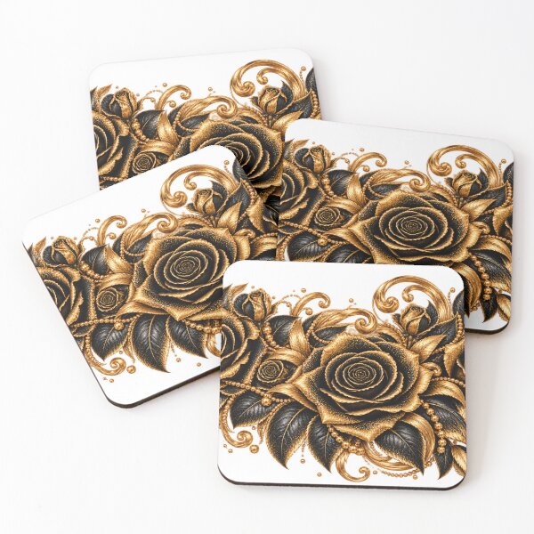 Item preview, Luxury Black & Gold Rose Baroque Ornament designed and sold by Inrastylish888.