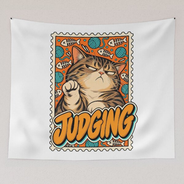 Item preview, Judgemental Cat illustration designed and sold by WhimsyPeachCo.