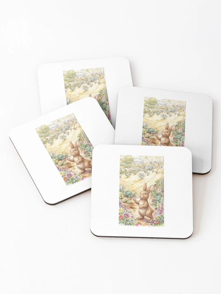 Thumbnail 1 of 5, Coasters (Set of 4), Garden Rabbit designed and sold by SillyDilly8.
