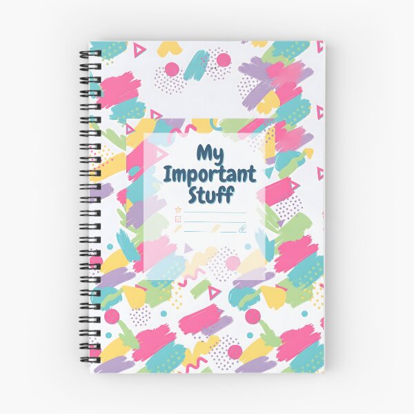 Item preview, My Important Stuff Retro Abstract Pastel - Spiral Notebook designed and sold by TeeBee1234.
