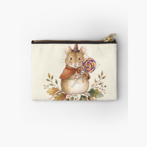 Item preview, Cute Field Mouse Holding Halloween Candy Watercolor Art designed and sold by Pasteltone.