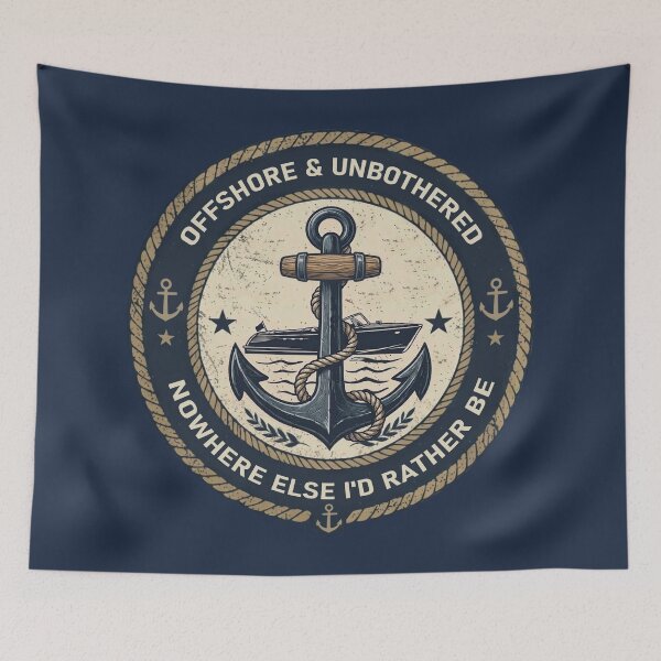 Item preview, Offshore & Unbothered Vintage Nautical Anchor Boating Design designed and sold by FineImpressions.