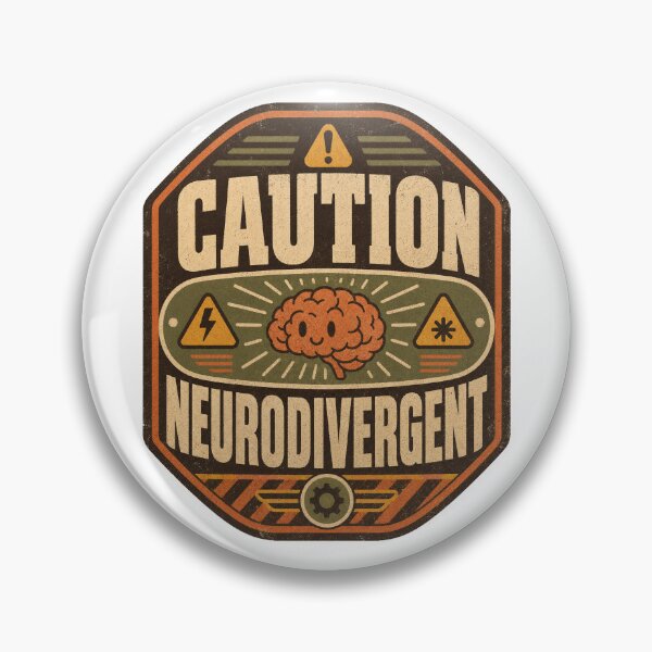 Item preview, Caution Neurodivergent Retro Warning Sign Design – Funny Brain Humor Graphic designed and sold by lenalenspod.
