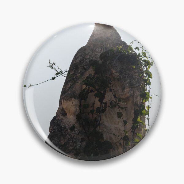 Item preview, Weathered Stone Statue Overgrown With Vines Against Bright Sky, Urban Ruin and Decay Scene designed and sold by Nmallia.