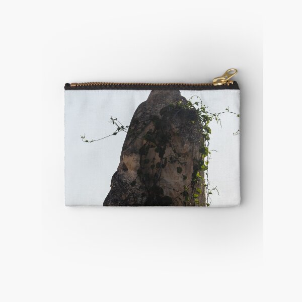 Item preview, Weathered Stone Statue Overgrown With Vines Against Bright Sky, Urban Ruin and Decay Scene designed and sold by Nmallia.