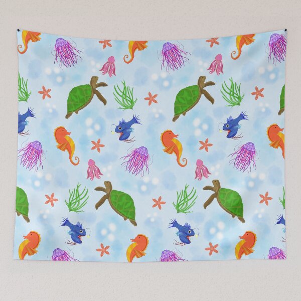 Item preview, Playful Colourful Sea Life Pattern – Whimsical Ocean Creatures and Coastal Fun designed and sold by zvbillustration.