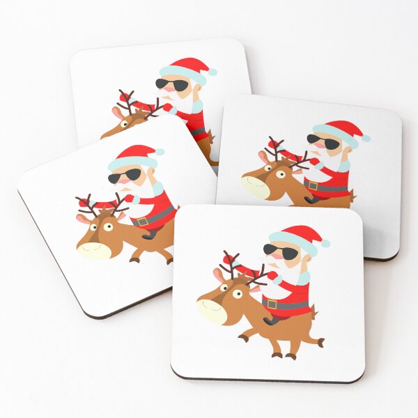 Item preview, Funny Santa Claus Riding a Reindeer – Cute Christmas Cartoon Illustration designed and sold by DesignbyAnnaM.
