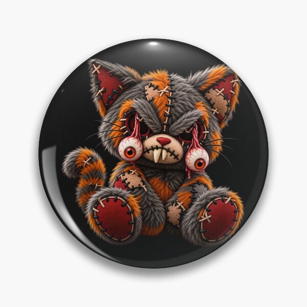 Item preview, Stitched to Scare – Creepy Halloween Plush Cat with Dangling Eyeballs designed and sold by Les-Ink-Studio.