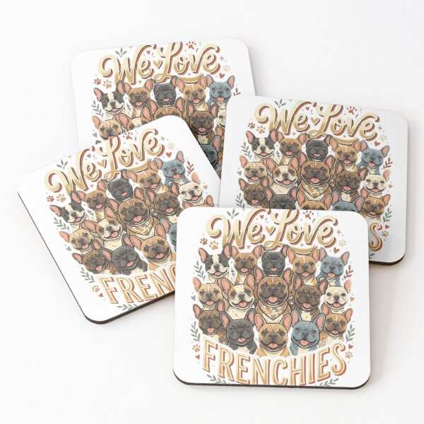 Item preview, We Love Frenchies - Retro French Bulldog Illustration designed and sold by Retro Hound Co..