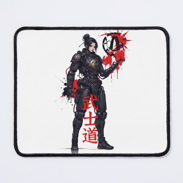 Item preview, Cyberpunk Samurai Female Warrior Red Kanji designed and sold by Alexdreamerart.