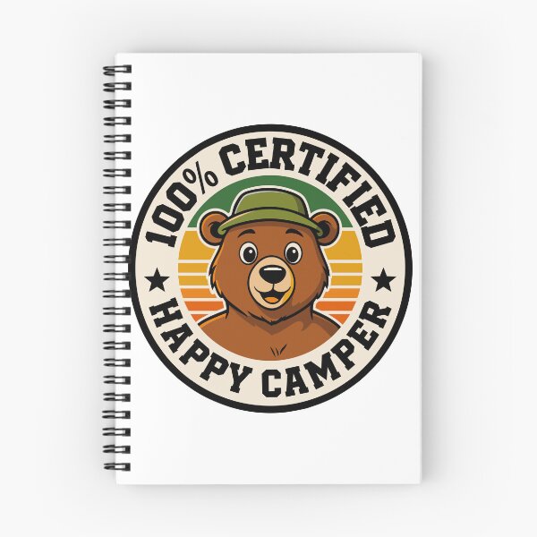 Item preview, 100% Certified Happy Camper Funny Retro Bear Badge Design designed and sold by JPees.
