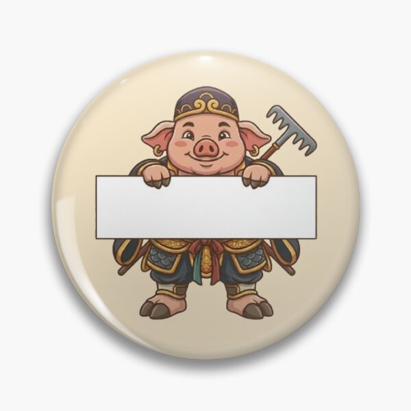 Item preview, Cute Zhu Bajie Holding Blank Sign - Journey to the West Pigsy Character designed and sold by PetalsPaws.