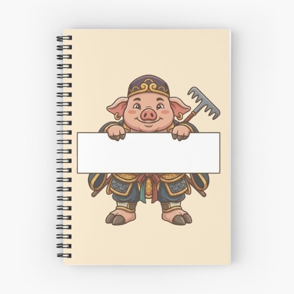 Item preview, Cute Zhu Bajie Holding Blank Sign - Journey to the West Pigsy Character designed and sold by PetalsPaws.