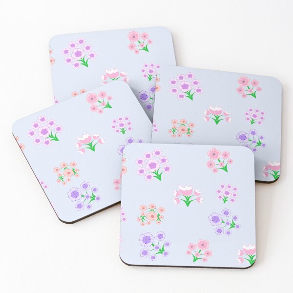 Item preview, Sweet Pastel Pink Purple and Coral Flower Bouquet Pattern Set designed and sold by Ei-Ei.