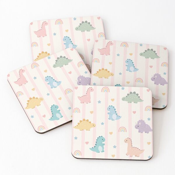 Item preview, Pastel Dinosaur Rainbow Pink Stripe Pattern designed and sold by Luv4tete.