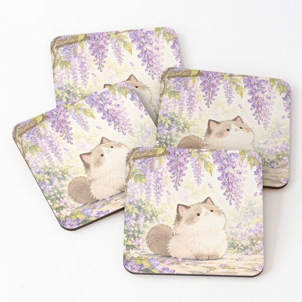 Item preview, Ragdoll Cat Beneath Purple Wisteria in a Cottage Garden designed and sold by AshiraCreations.