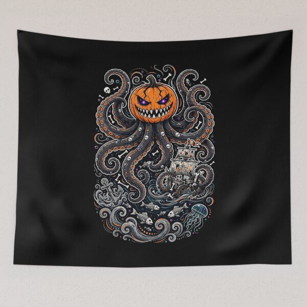 Item preview, The Pumpkin Kraken — Terror Beneath the Black Tide designed and sold by DibujandoPorfa.