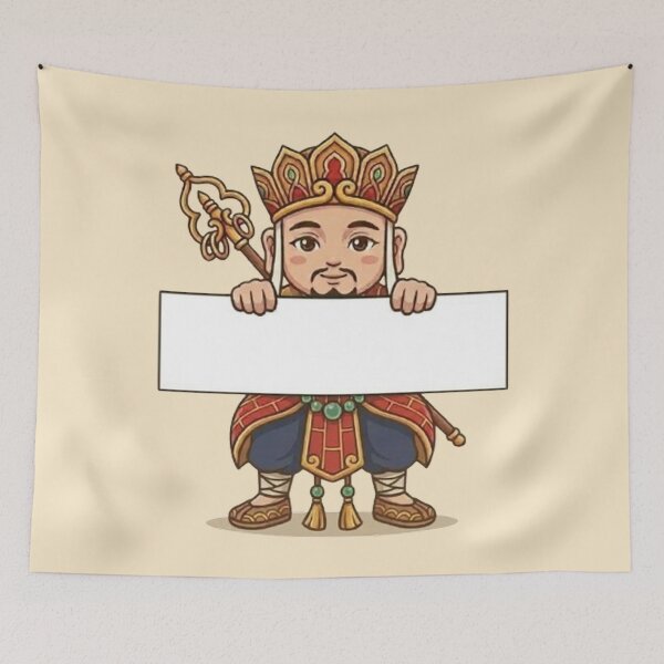 Item preview, Cute Tang Sanzang Holding Blank Sign - Journey to the West Monk Xuanzang designed and sold by PetalsPaws.