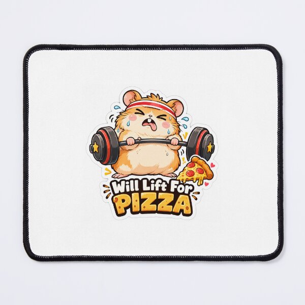 Item preview, Will Lift For Pizza Funny Gym Workout Fitness Cute Animal Sticker designed and sold by SlapHappyArt.
