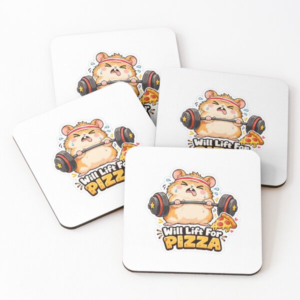 Item preview, Will Lift For Pizza Funny Gym Workout Fitness Cute Animal Sticker designed and sold by SlapHappyArt.