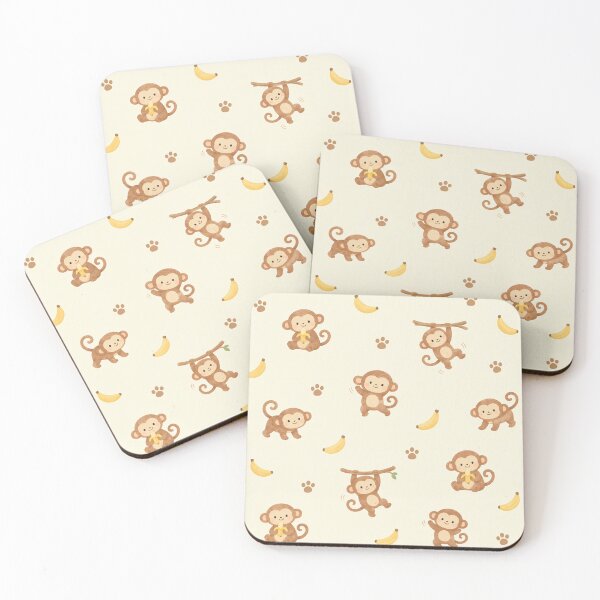 Item preview, Cute Monkey Banana Paw Print Pattern designed and sold by Luv4tete.