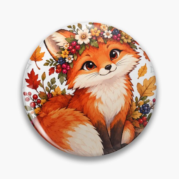 Item preview, Cute Floral Crown Red Fox Cottagecore Woodland Nature Sticker designed and sold by SlapHappyArt.