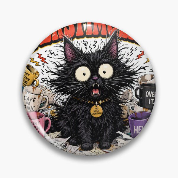 Item preview, Funny Overstimulated Black Cat Caffeine Chaotic Energy Mental Health designed and sold by CoolCrazyChaos.