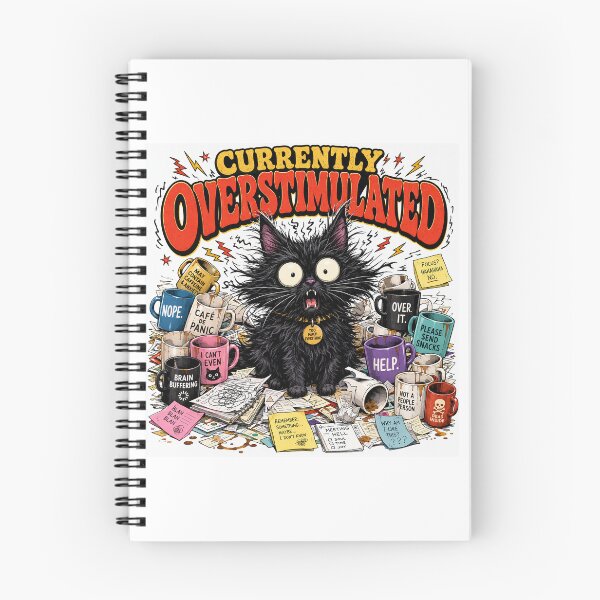 Item preview, Funny Overstimulated Black Cat Caffeine Chaotic Energy Mental Health designed and sold by CoolCrazyChaos.