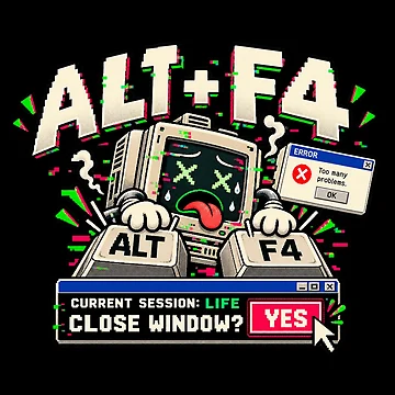 Artwork thumbnail, Alt F4 – Current Session Life Retro Computer Humor by Mad Factory Designs