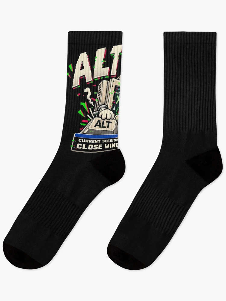 Thumbnail 1 of 5, Socks, Alt F4 – Current Session Life Retro Computer Humor designed and sold by Mad Factory Designs.