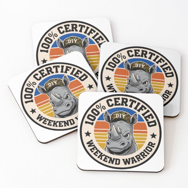 Item preview, 100% Certified Weekend Warrior Funny Rhino Retro Badge Design designed and sold by JPees.