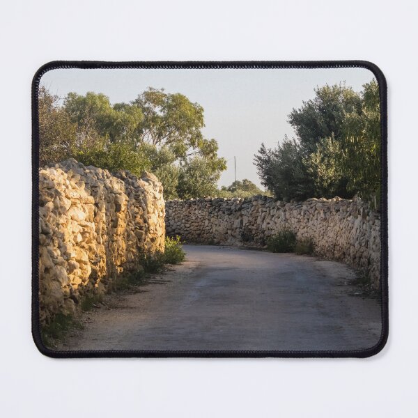 Item preview, Sunlit Country Lane With Traditional Dry Stone Walls and Olive Trees in Rural Landscape designed and sold by Nmallia.