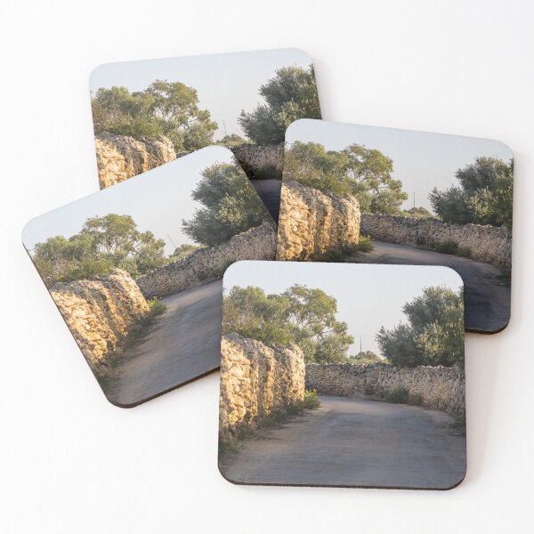 Item preview, Sunlit Country Lane With Traditional Dry Stone Walls and Olive Trees in Rural Landscape designed and sold by Nmallia.