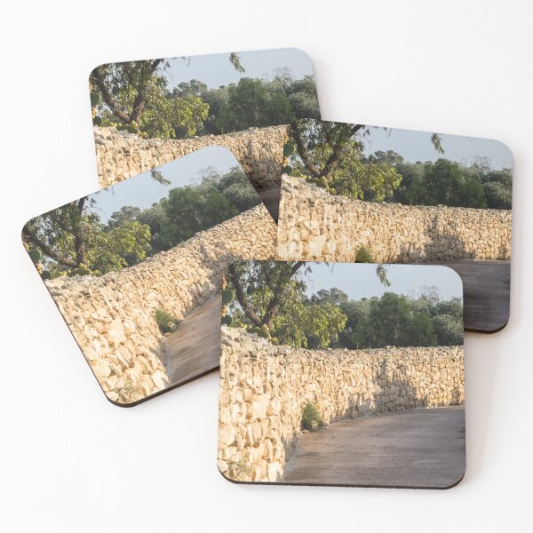 Item preview, Sunlit Country Lane With Traditional Dry Stone Walls and Olive Trees in Rural Landscape designed and sold by Nmallia.