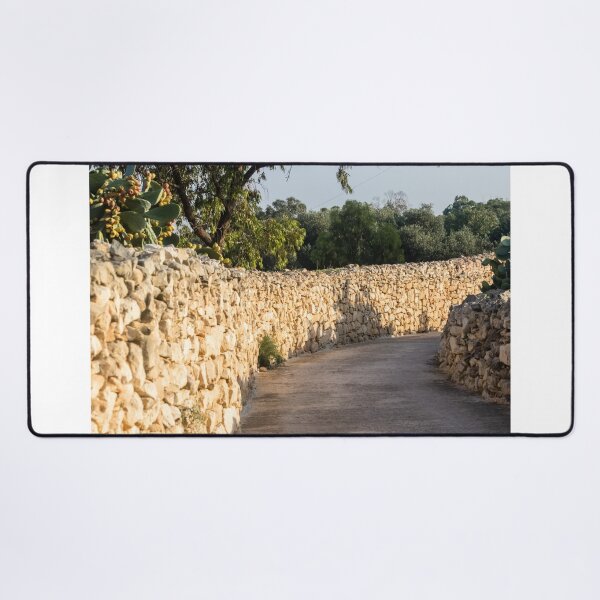 Item preview, Sunlit Country Lane With Traditional Dry Stone Walls and Olive Trees in Rural Landscape designed and sold by Nmallia.