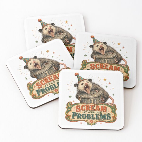 Item preview, Funny Screaming Opossum Scream At Your Own Problems Ironic Humor designed and sold by CoolCrazyChaos.