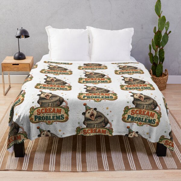 Item preview, Funny Screaming Opossum Scream At Your Own Problems Ironic Humor designed and sold by CoolCrazyChaos.