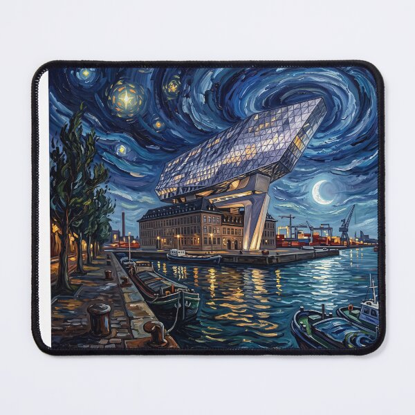Item preview, Antwerp Port House Havenhuis Under Starry Night designed and sold by Bad-Decisions-Designs.