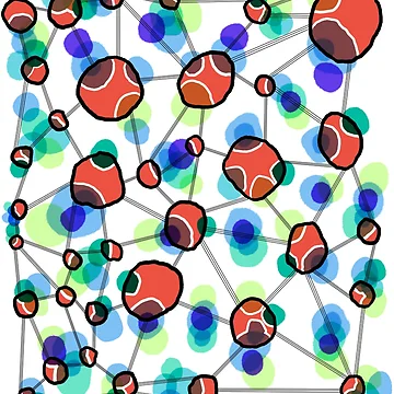 Artwork thumbnail, Colorful Abstract Geometric Network Pattern Art by SaraPixels