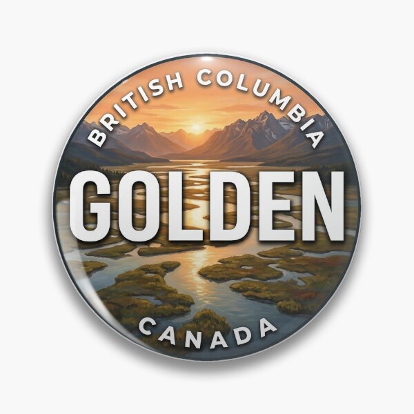 Item preview, Golden British Columbia Canada Columbia Wetlands Round Badge Sticker designed and sold by DetourDgn.