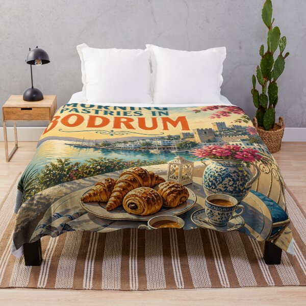 Item preview, Morning Pastries in Bodrum – Vintage Harbour Travel Poster designed and sold by LSVart.